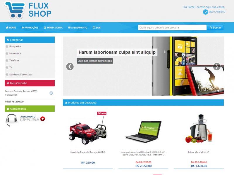 Home Slide + Produtos