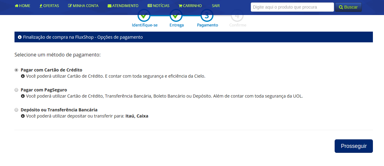 opção de pagamento site