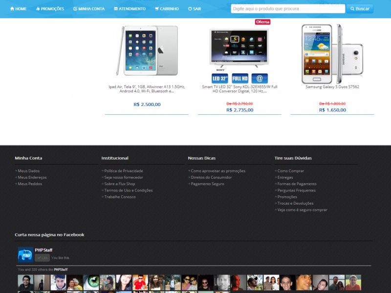 Home Produtos + Footer